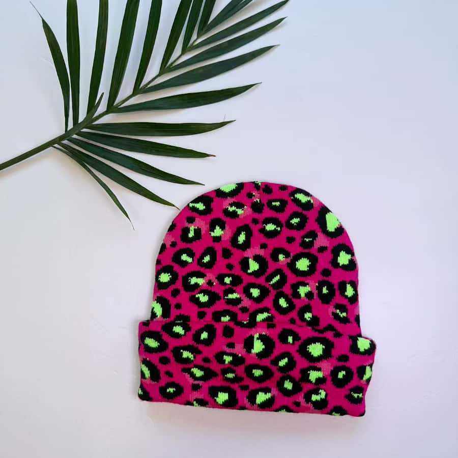 Fashion Winter Leopard Print Jacquard Knitted Hat Brimless Warm Cold Hat Fleece Lined Thick Versatile Knit Hat H251020