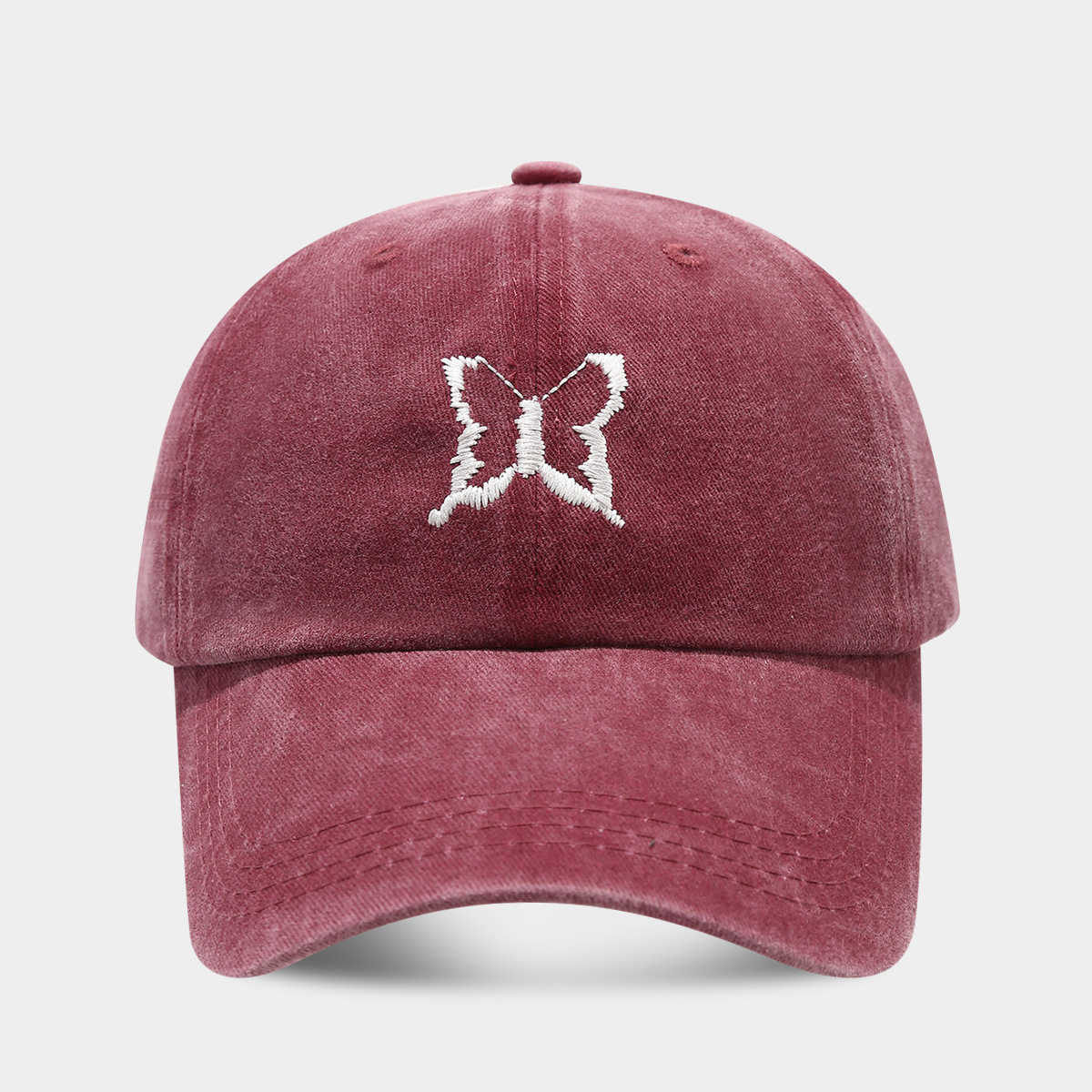 Fashion Vintage Soft Top Casual Baseball Cap with Butterfly Embroidery Sun Hat H251020