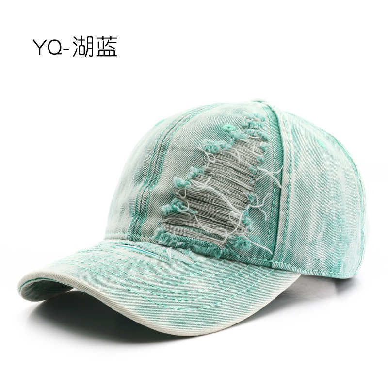 Style Personality Women Spring Autumn Solid Color Ripped Washed Plain Duckbill Cap Outdoor Men Sun Protection Baseball Cap H251020