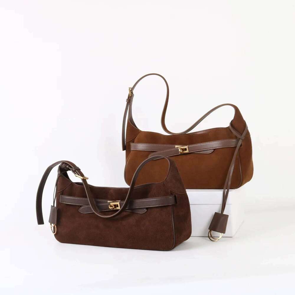 Matte Cowhide Armpit Autumn Winter New Niche Large Capacity Tote Vintage Lock Buckle Shoulder Crossbody Women's Bag Suotong1021