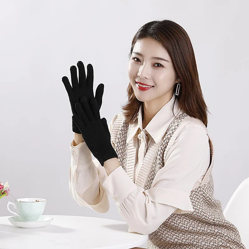 Women Winter Wool Touchscreen Gloves Knitting Warm Telefingers Gloves Outdoor Gloves Warm Female Lovely Driver Sport Gloves 251020