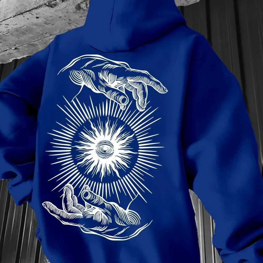 Fashionable Mens Autumn Future Eye Printed Comfortable Soft Hoodie Outdoor City Multi functional Top W251021