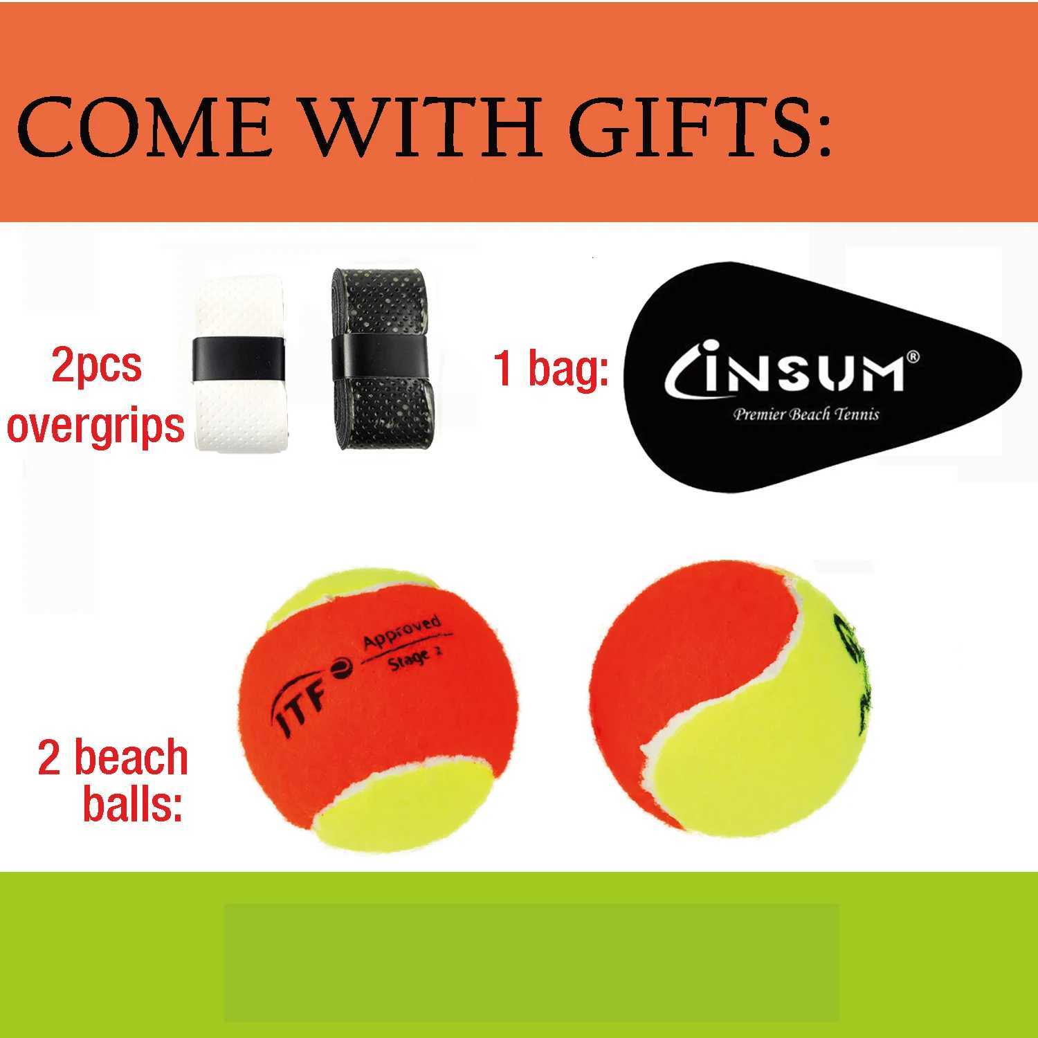 INSUM Training Racket Beach Tennis with Full Carbon Fiber EVA Soft Grip for Beginners Lightweight Raquete Beach Tennis Set W251021