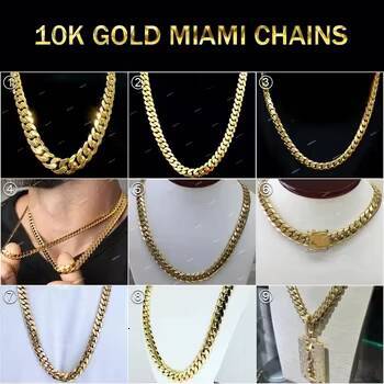 Custom 6MM 8MM 10K 14K Solid Gold Real Gold Cuban Link Chain Moissanite Buckle Bracelet Necklace Fine Jewelry for Men Wome