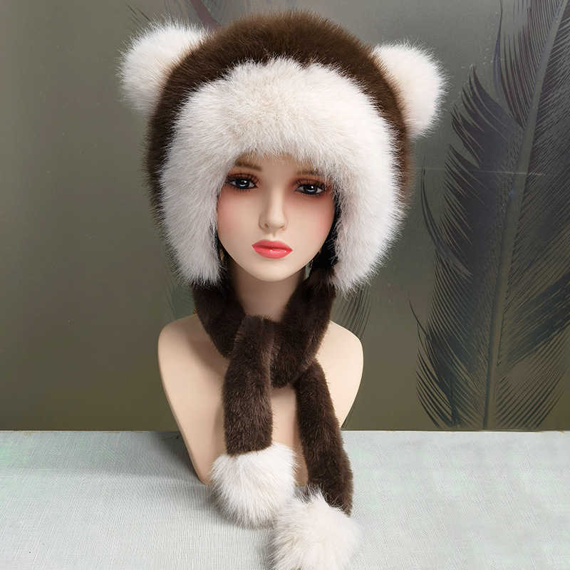 New Thickened Warm Cute Bear Ear Plush Hat with Fleece Lining Sweet Ear Protection Head Wrap Plush Coldproof Hat H251020