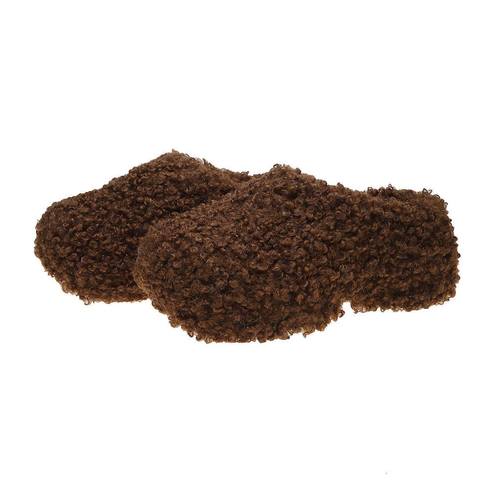 Free Shipping 2025 New Thick-Soled Lazy Closed-Toe Slippers Furry Cotton for Women Lamb Wool Outdoor Mules Single Shoes with Fleece - view 9