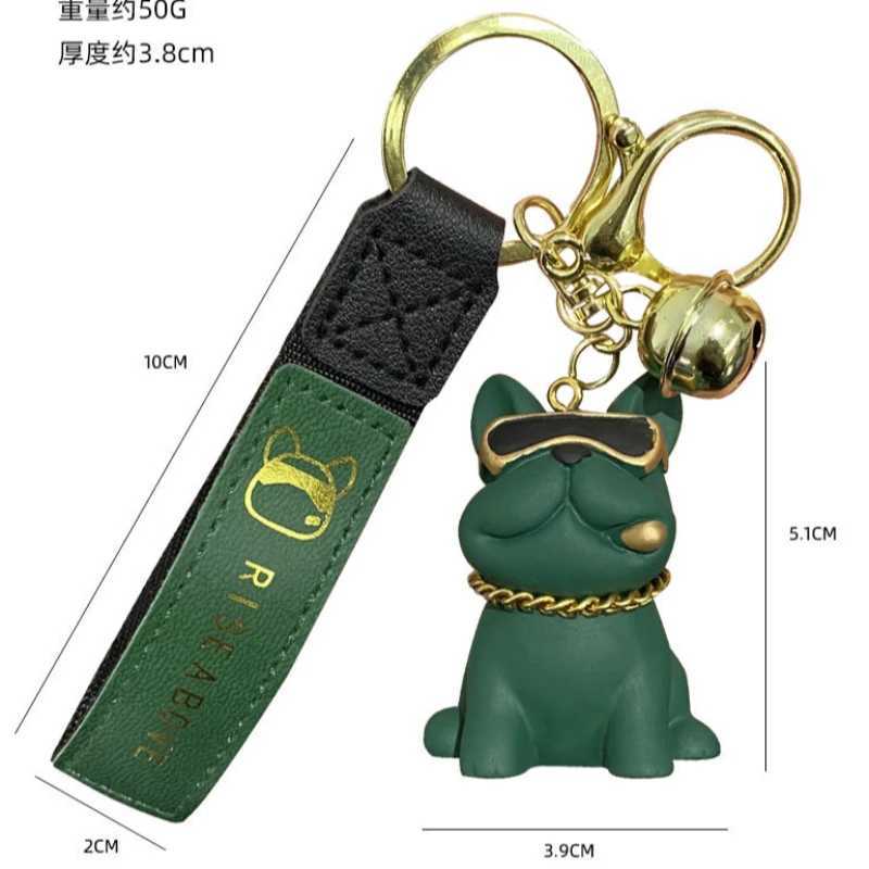 2024 Fashion Cool French Bulldog Keychain PU Leather Dog Keychains For Women Bag Pendant Jewelry Trinket Car Key Ring Key Chain W251021