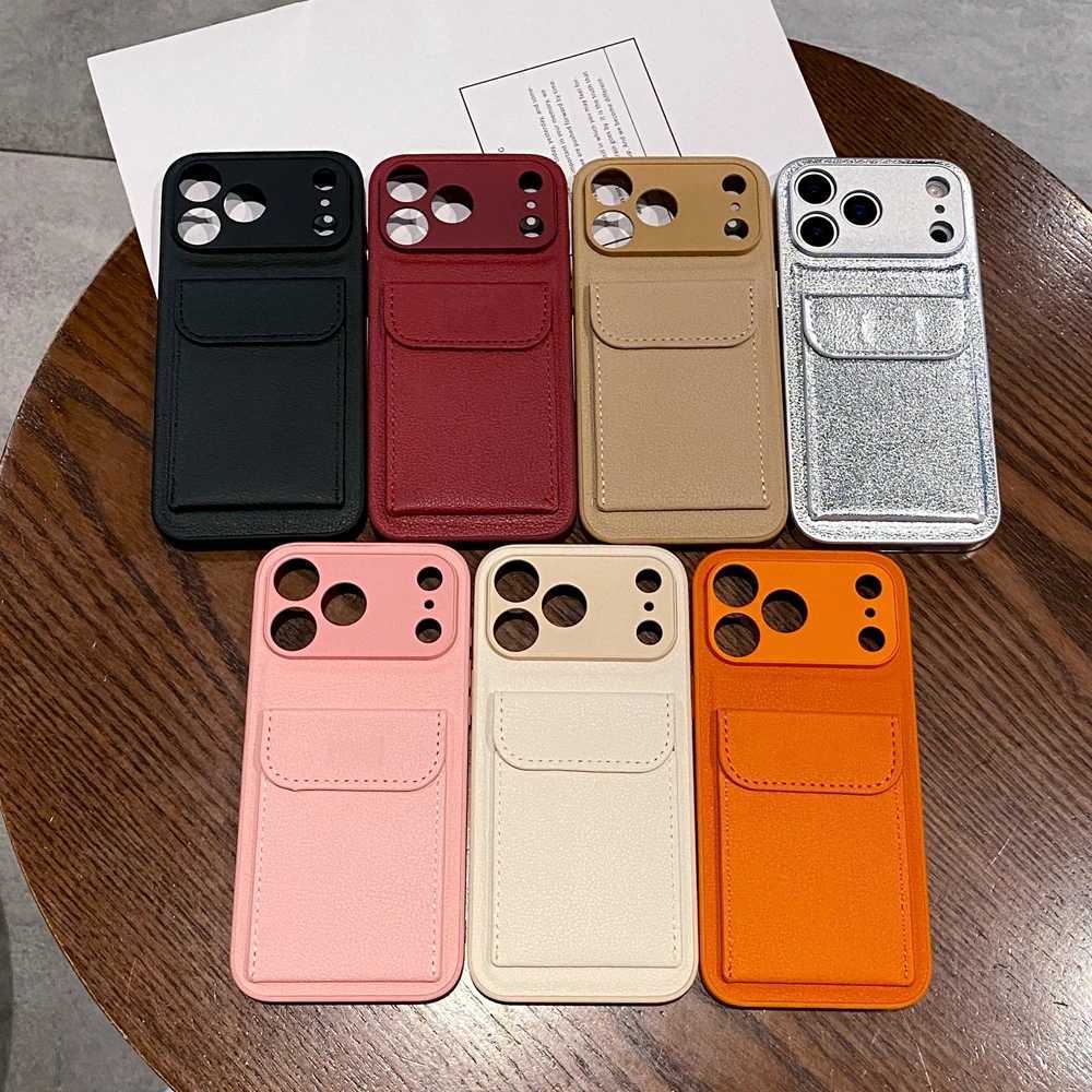 Card Slot Wallet PU Leather Bracket Case For iPhone 17 ProMax 17air 14 15 16 Plus 17 11 12 13 Pro Max Business Photo Clip Cover J251114