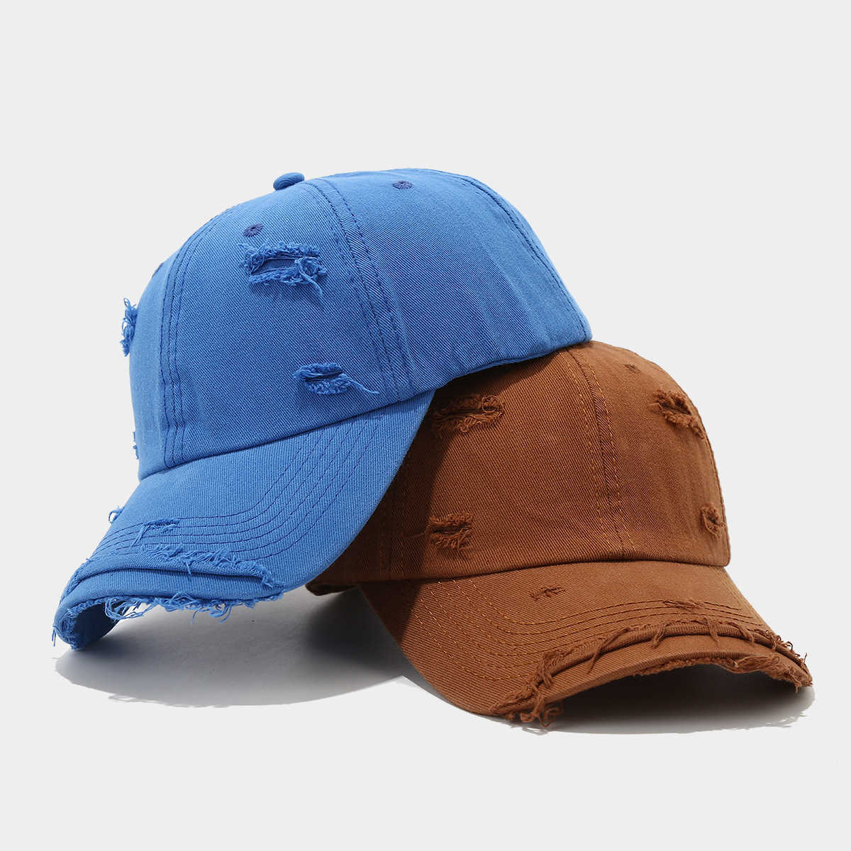 Fashion Distressed Cotton Baseball Cap Unisex Trendy Vintage Plain Duckbill Cap Hat Trend H251020
