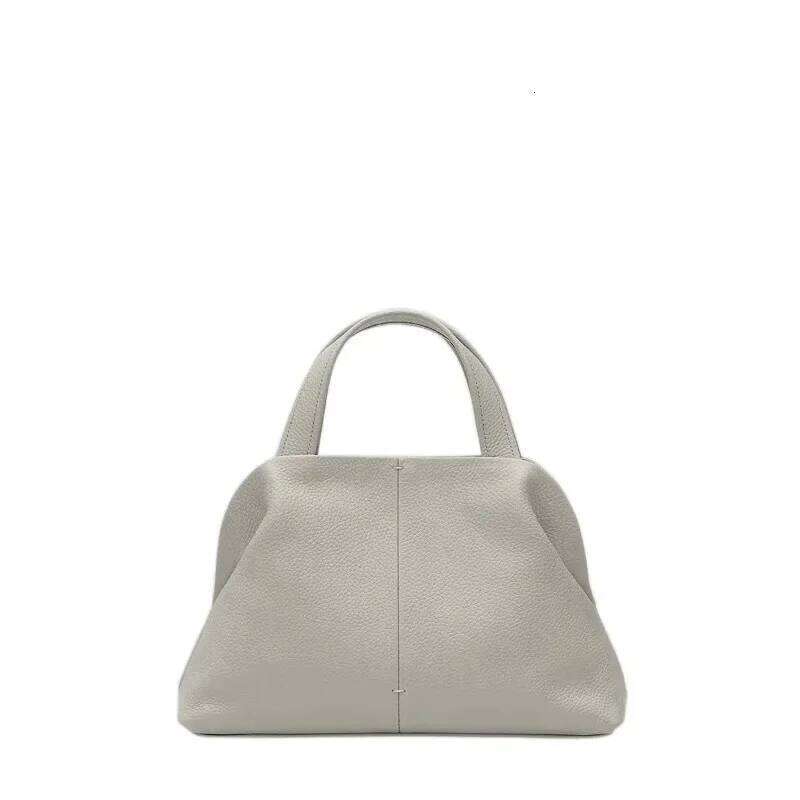 Top Layer Cowhide Leather Large Capacity Handbag Women's New 2025 Fashion Autumn Winter Boston Pillow Bag