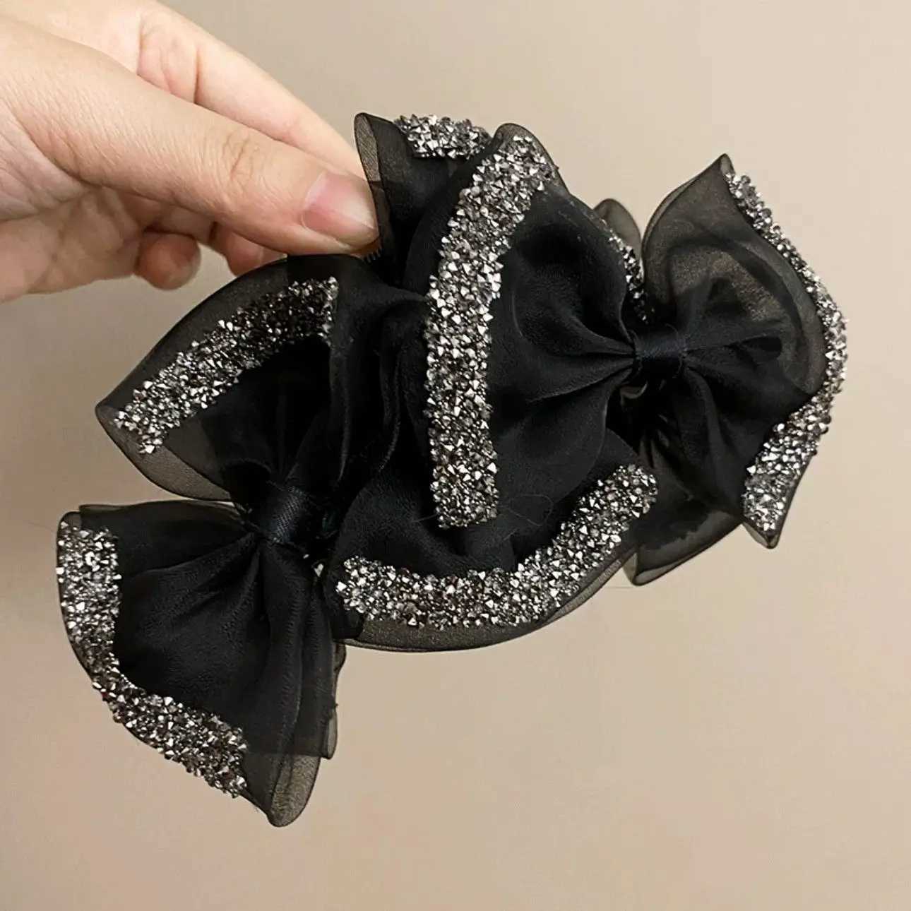 Korean Style Mesh Bow Hair Accessories New HeadwearFemale Hair Claws Spring Autumn Curling Clips Hair Clip Women Party HairpinsW254021