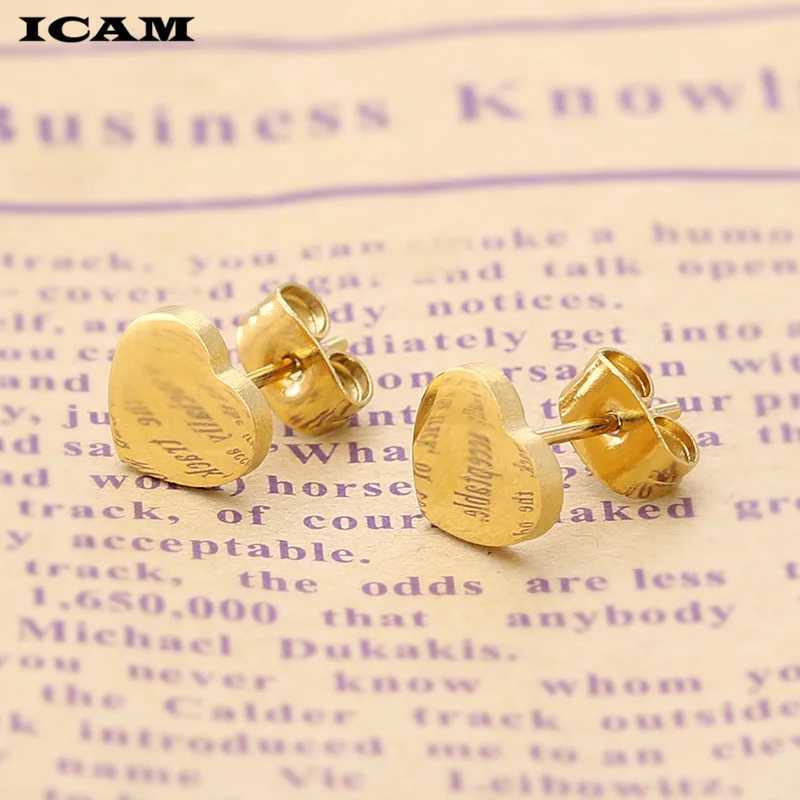ICAM Women Golden Stainless Steel Cute Stud Earrings Carnations for Girlsl Heart t Earrings Minimalist Jewelry J251021
