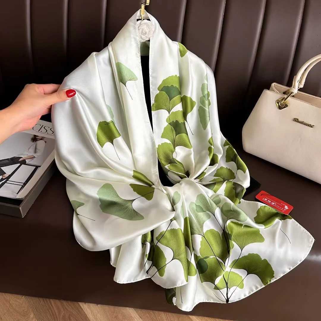 New 18090cm classic Silk Scarf Women Foulard Office lady Large Fashion Print Beach Hijab shawl warp bandanna muffler pareo W251021