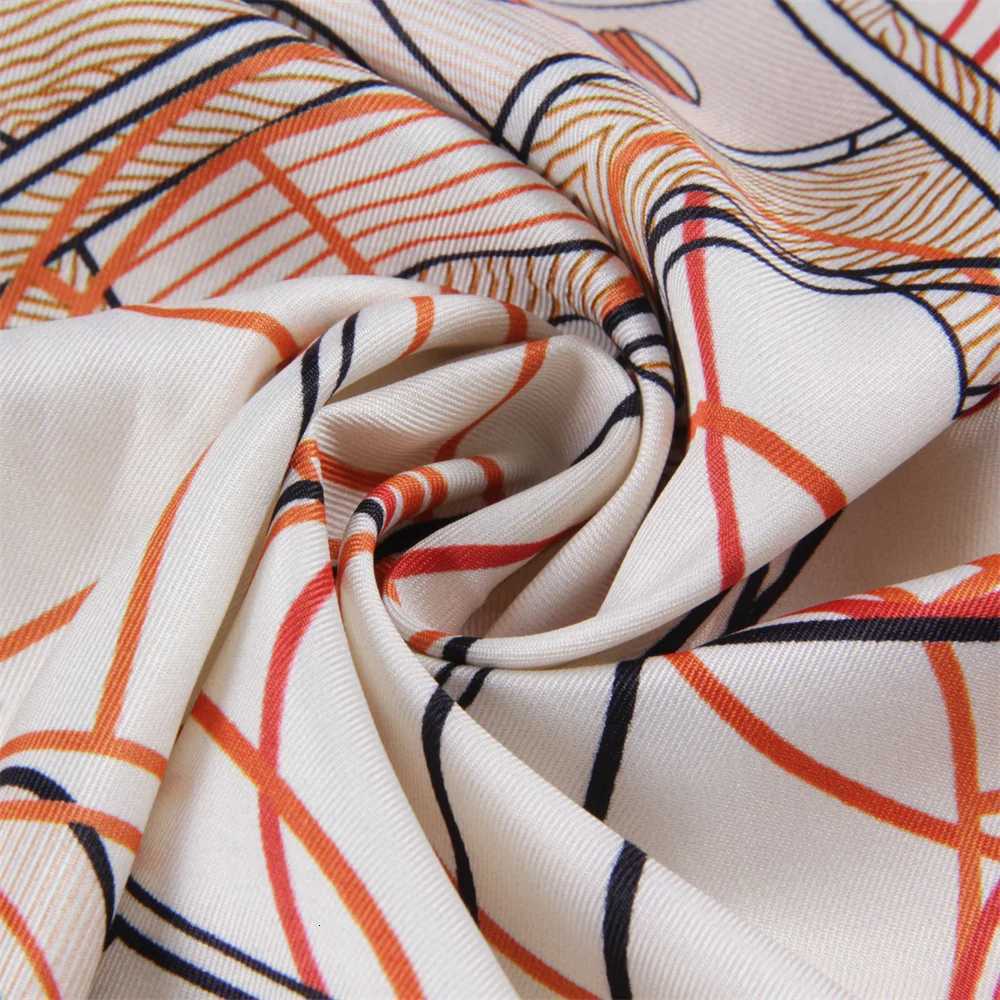 POBING Hand Rold Twill Silk Scarf Wen Horse Doub Print Square Scarves Wraps Echarpes Foards Fme Hijab 90CMW251021