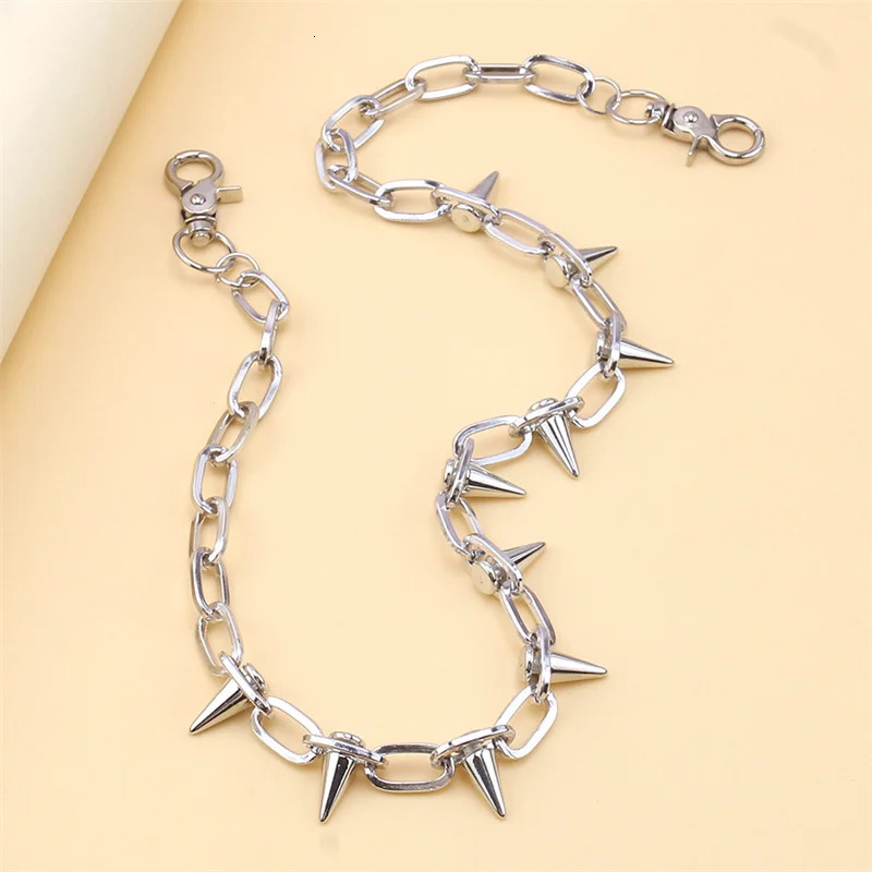 65CM Punk Spike Rivet Tassel Keychain Jeans Decor Pants Chain Women Men Secure Wallet Key Chains Jewelry Gifts 251021