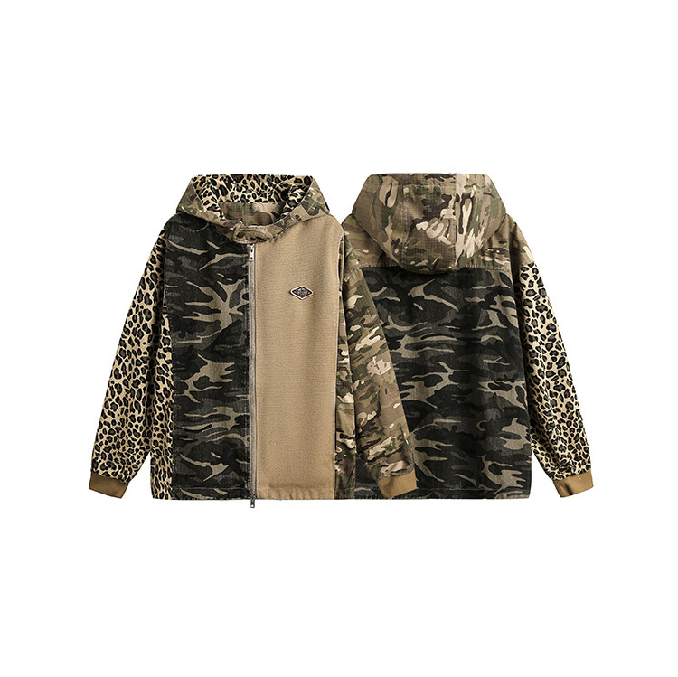 2025 American designer retro leopard print design luxury pants fashion hooded sweatshirt autumn and winter new women's hip-hop camouflage color b