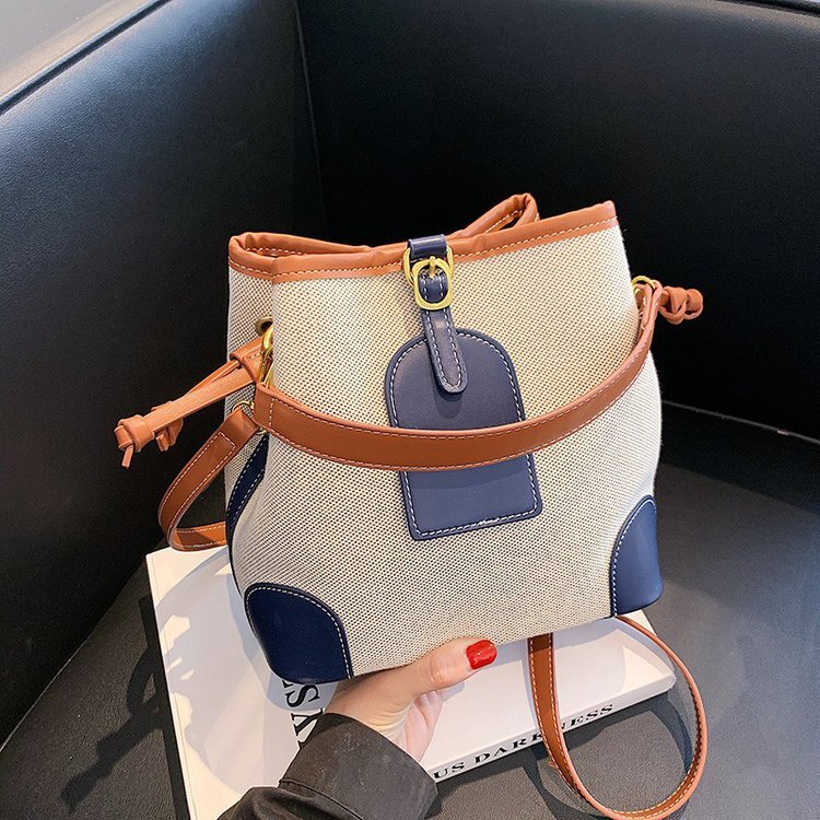 designer luxury bag bag New Korean Fashion Women s Handbag Bucket Bag Trendy Canvas Color Block Textured New autumn and winter Crossbody Bag