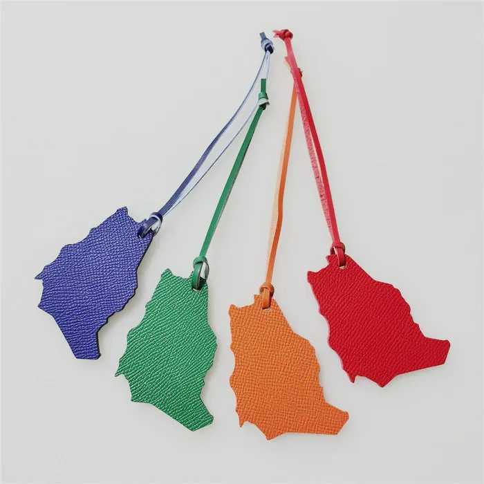 Genuine Saudi Arabia National Map Leather Keychain Ladies Women Bags Backpack Pendant Charm W251021
