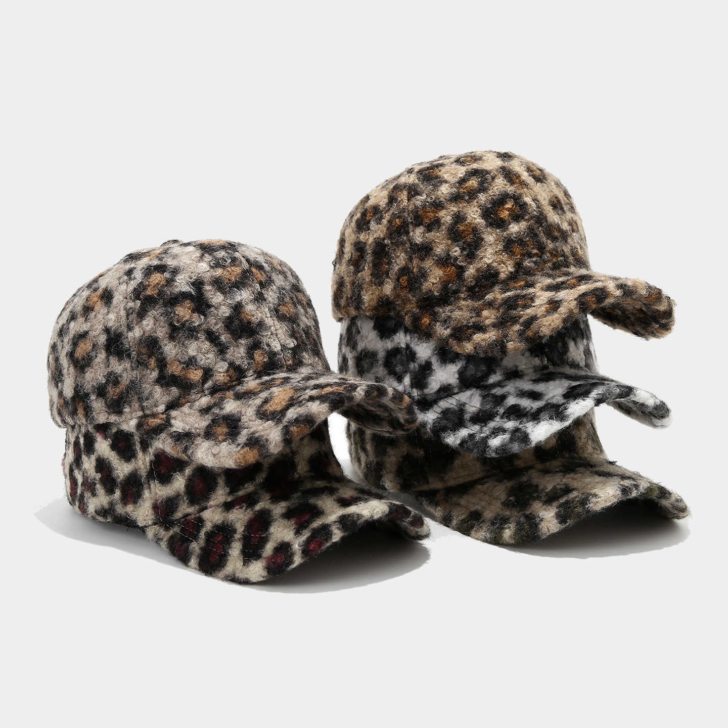 Autumn Winter New Hat Women Leopard Print Hard Top Baseball Cap Outdoor Warm Sun Protection Sunshade Cap Duckbill Cap H251020