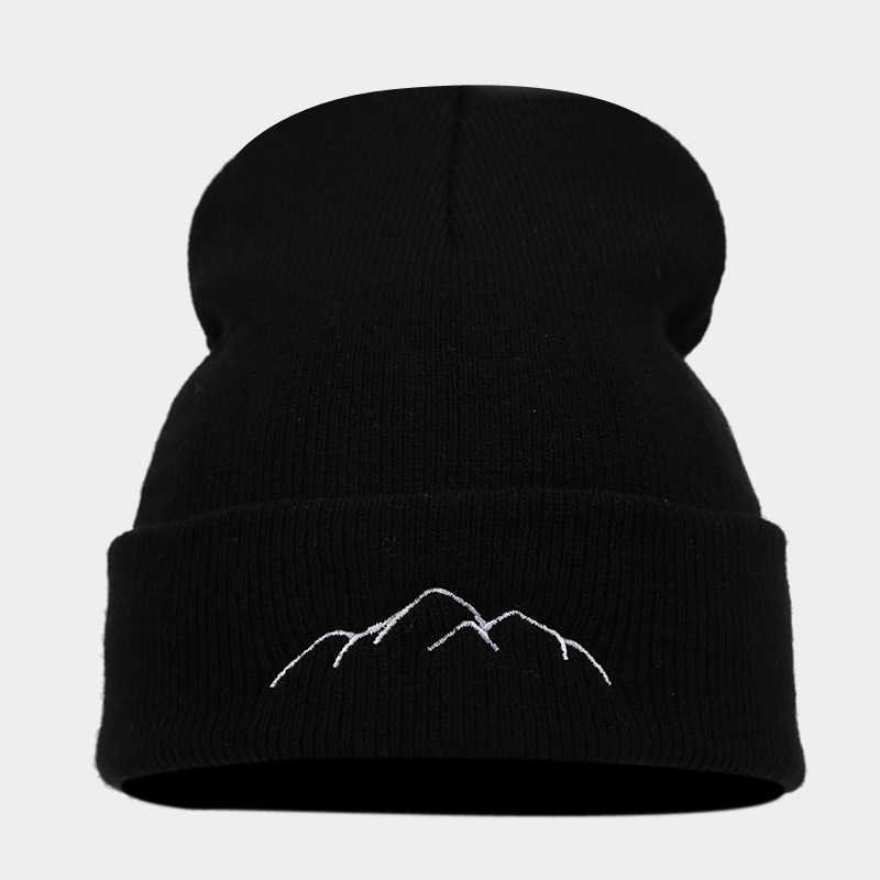 Mountain Peak Embroidery Pullover Hat Trendy Outdoor Fashion Personality Warm Cold Hat Unisex Hat H251020