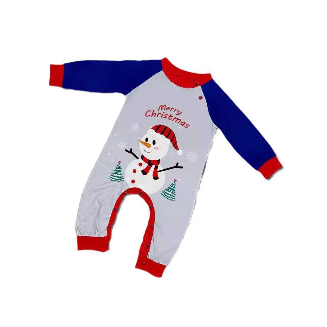 New Year Autumn and Winter white snowman family Christmas pajamas Cartoon family Christmas outfits for three or four people L251021WZ1F