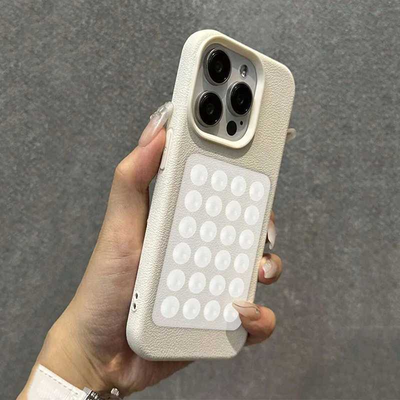Luxury 3D Suction Cup Stand Litchi Pattern Phone Case For iPhone 17 16 15 14 Pro Max Plus 11 12 13 Pro Max X XR XS 16E Cover J251114