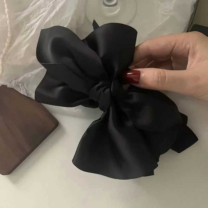 Large Black Bow Satin Hair Claw Clip Elegant NonSlip Strong Hold Grip Hair Jaw Clip For Thick Hair AccessoriesW254021