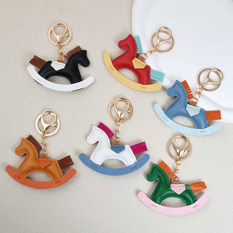Designer Rocking Horse Keychain Keyring Charm PU Leather Pendant Decoration for Ladies Bag Accessories 2025 W251021