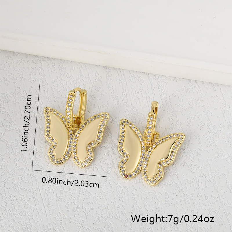 Designer earrings 18K gold-plated zircon shell love butterfly pendant necklace for women's minimalist temperament Women's earrings S925 ster