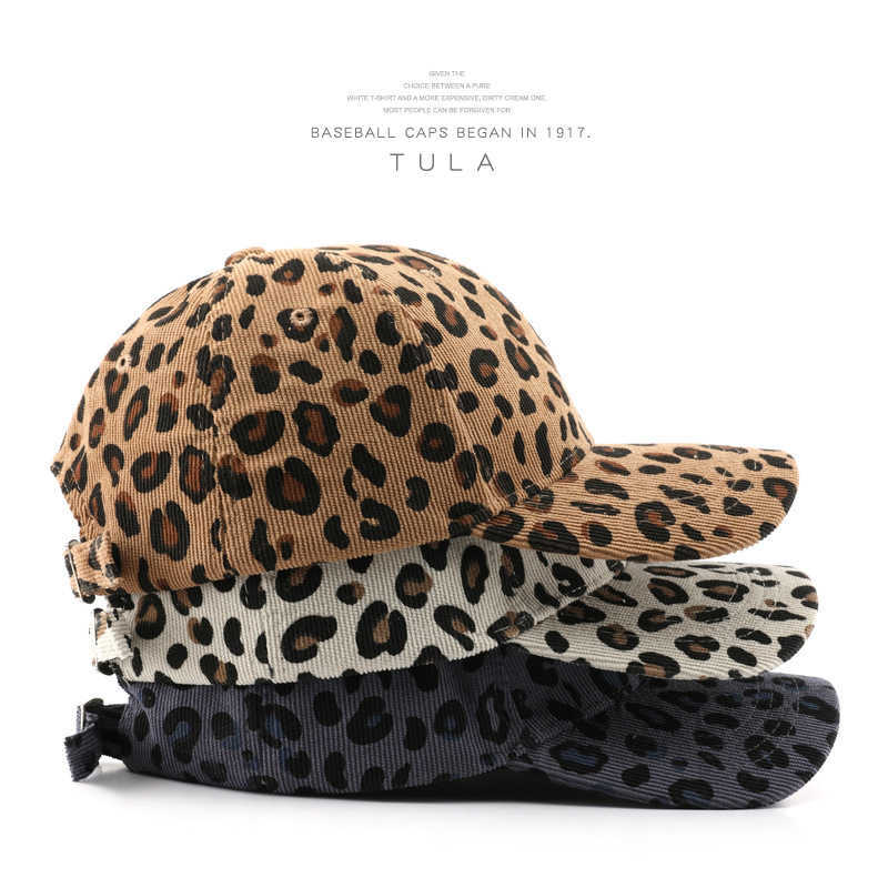 Womens Corduroy Leopard Print Baseball Cap for Autumn and Winter Outdoor Mens Warm and Coldproof Sunshade Cap H251020