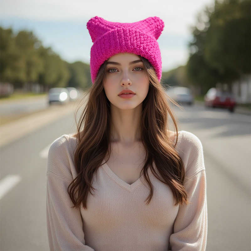 Little Knitted Hat Cute Pointed Hat Fashion Versatile Knitted Hat Plain Solid Color Ear Protection Hat H251020