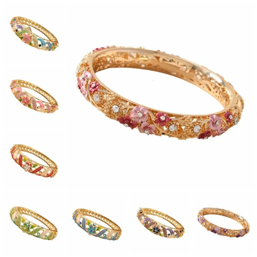 Double Bangle Vintage Cloisonne Bangle Chinese Classic Hollow Out Flower Bangle Ethnic Vintage Womens Hand Bracelet Girls 251017