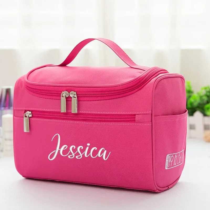 Personalized Simple Cosmetic Bag LargeCapacity Travel Toiletry Bag Customized Embroidered Storage Portable Cosmetic BagW251021