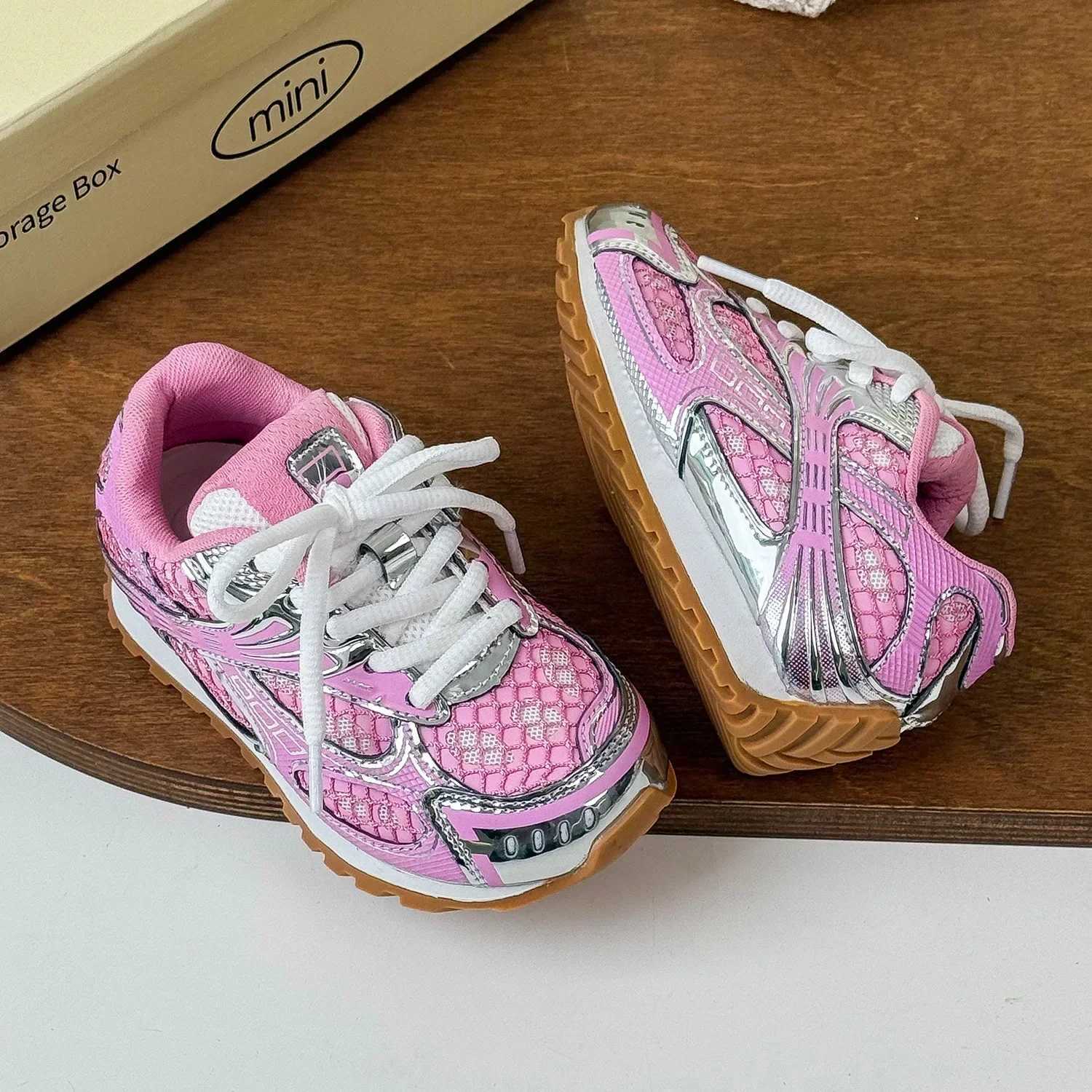 Toddler Kids Breathable Orbit Metallic Rubber Mesh Sneakers Boys Girls Sports Walking Shoes Children Casual Fashion Bling Shoe W251021