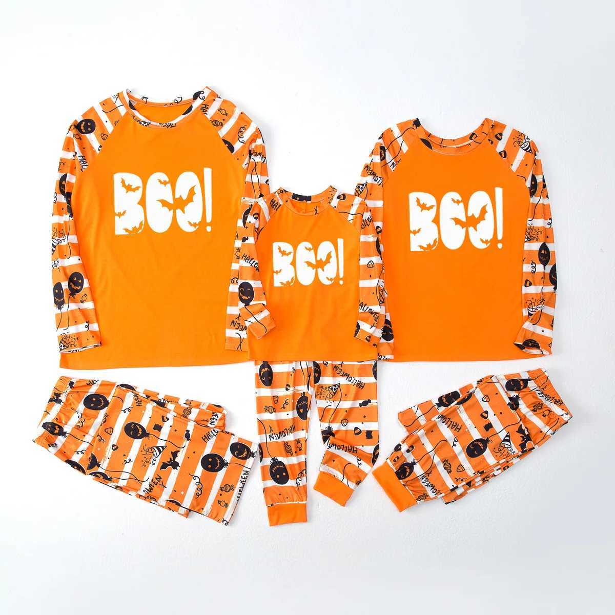 Halloween Family Matching Outfits Trick Treat Funny Glow in Dark 2 Piece Suit Kids Pajamas Baby Romper Overalls Clothing Pijamas L251021G4RE