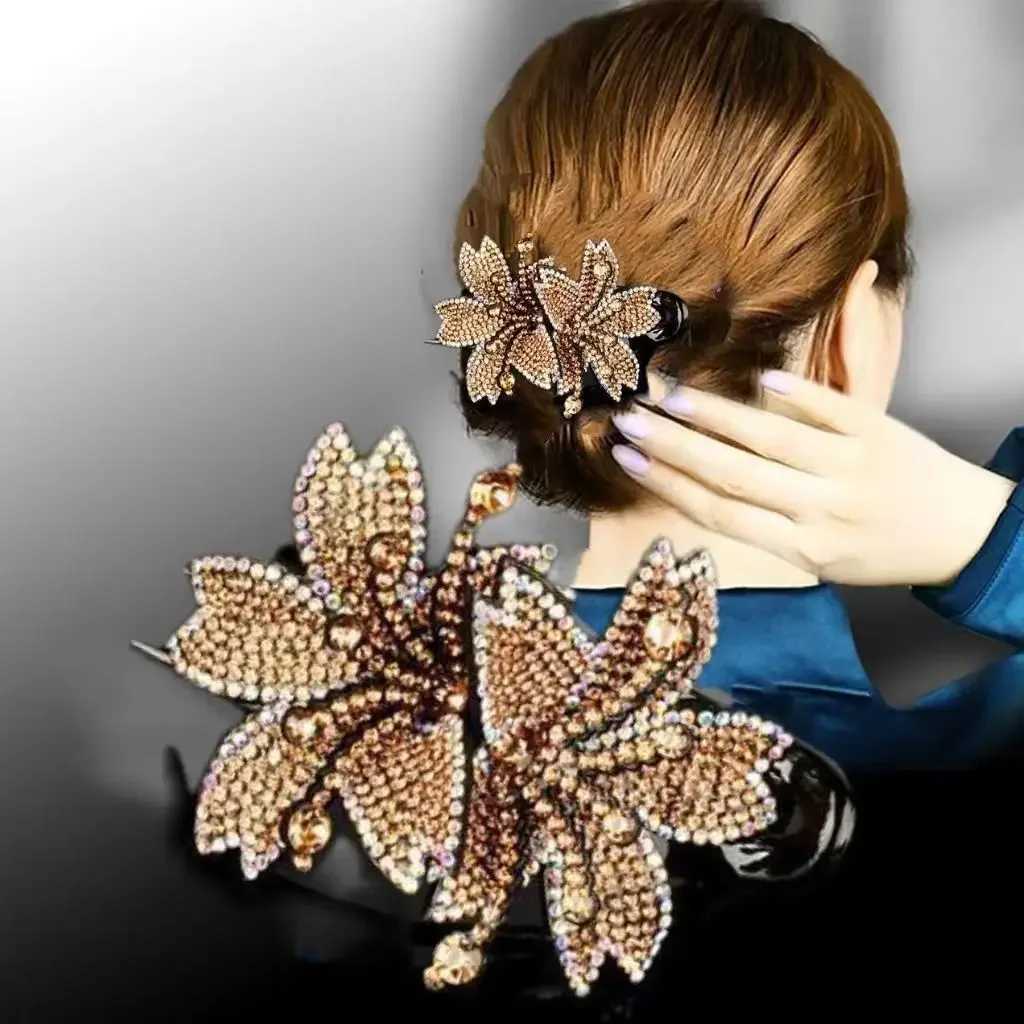 Women New Headwear Female Rhinestone Decorate Hairpins Headpiece Fashion Mothers Three Toothed Hair Clip AccessoriesW254021