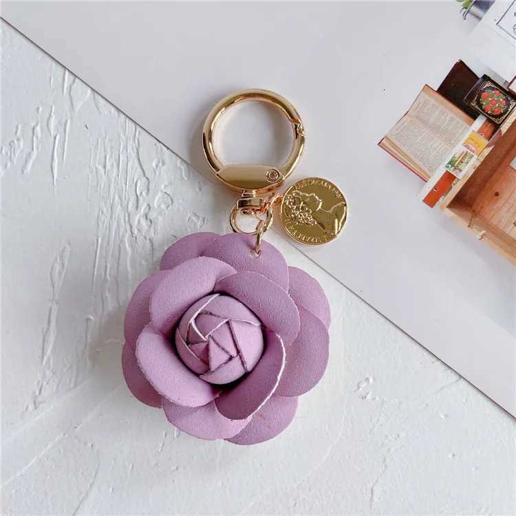 Personalized Creative Fashionable Leather Cute Camellia Keychain Bag Pendant Accessory W251021
