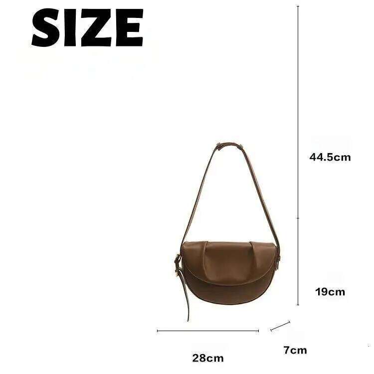 Leather Shoulder Crossbody Cowhide Wrinkled Underarm Saddle Bag Women's Large Capacity 251021