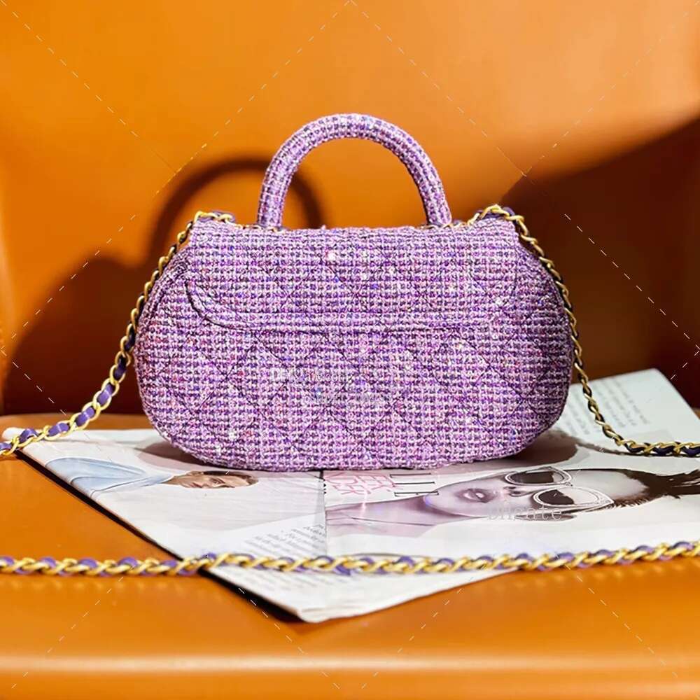 A Designer Mirror Quality 23.5cm Leather handbag Shoulder Bag Clamshell Handle crossbody Chain bag