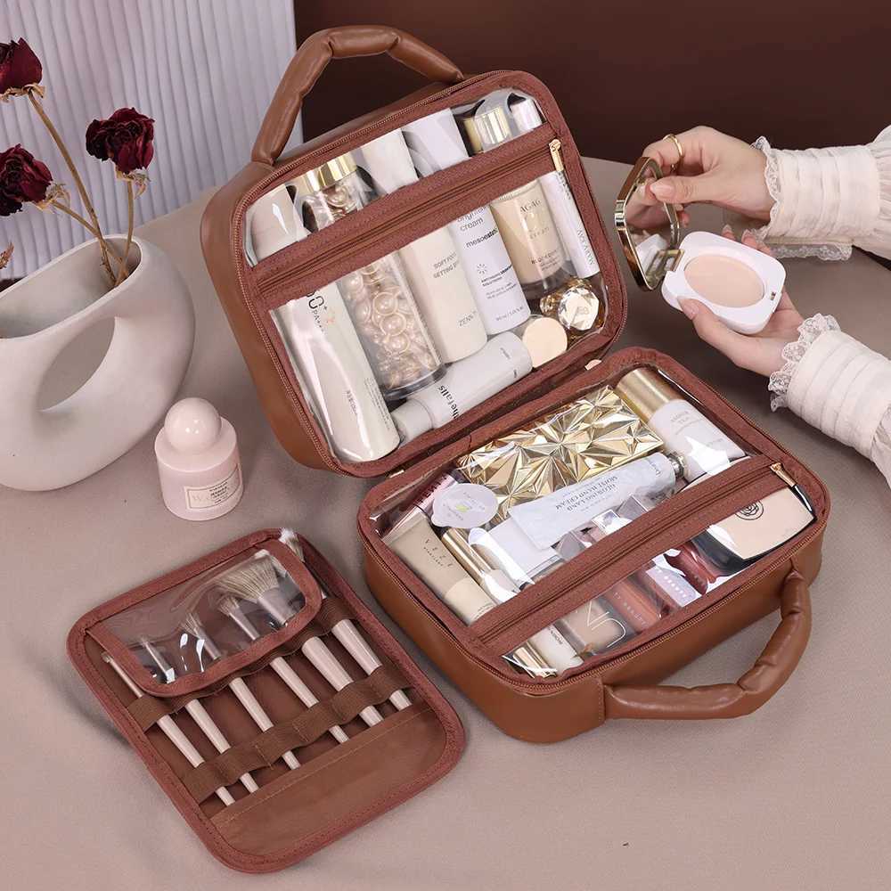 Large Capacity PU Grid Melody Womens Cosmetic Storage Box Portable Travel Makeup Bag Highend Feel Multicompartment Wash BagW251021