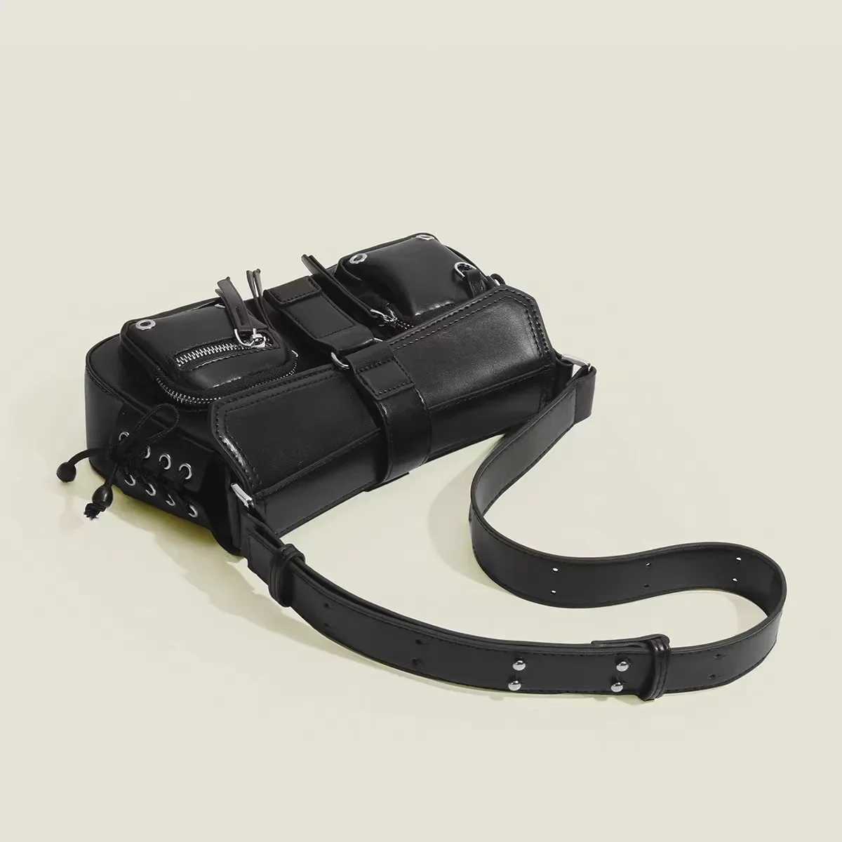 Y2K Korean Women Harajuku Vintage Gothic Black Hand Bag Aesthetic Elegant Punk Wallet Purse Handbags Shoulder Trend Tote BagsXJ251021