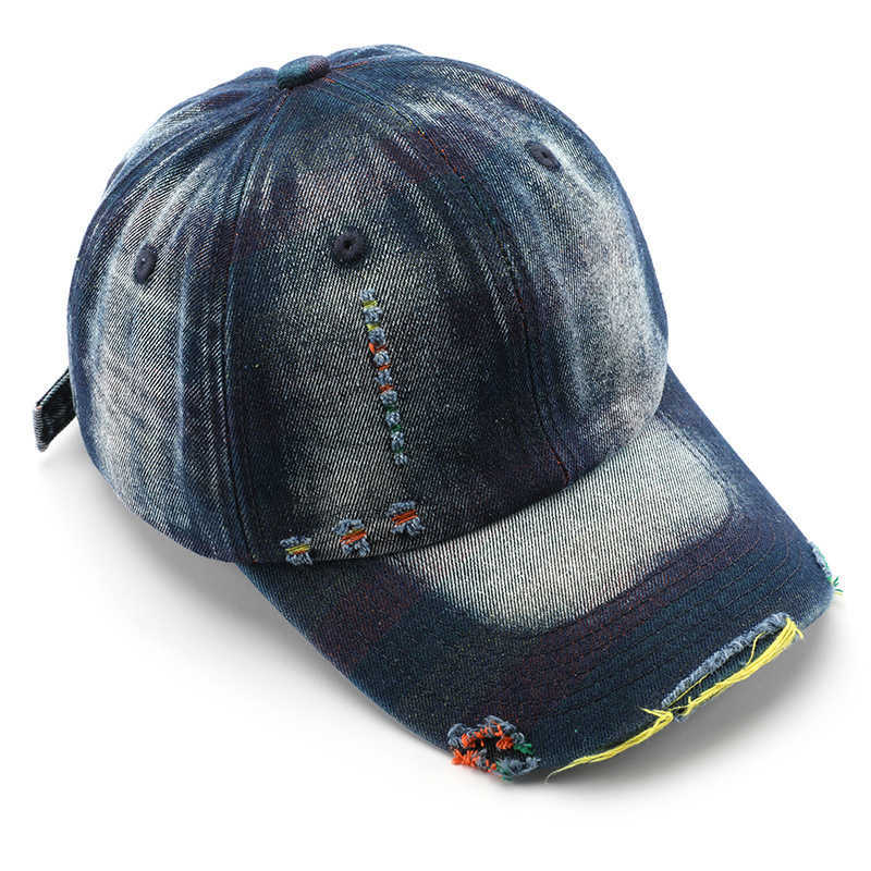 Womens Unique Style Fashion Washed Distressed Denim Solid Color Baseball Cap Outdoor Mens Sun Protection Baseball Cap H251020