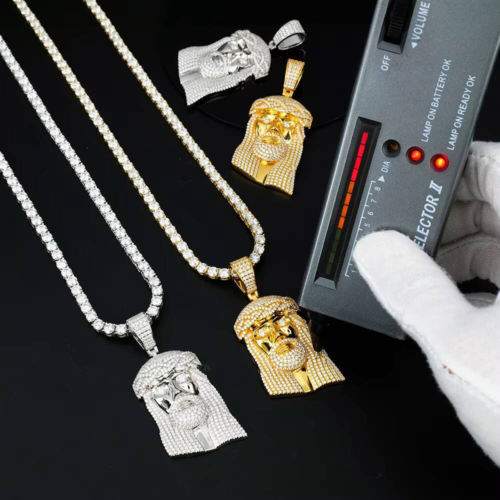 Stock Mens Hip Hop 925 Sterling Silver Fine Jewelry Iced Out Jesus Piece Diamond Mossanite Moissanite Pendant for Tennis Chain