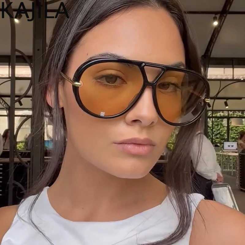 Oversized Pilot Oval Punk Sunglasses Women Big Frame 2025 Luxury Vintage Double Beam Sun Glasses For Lady Outdoor Eyewear UV400 J251114