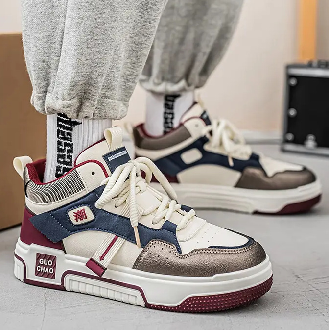 High-top men's shoes winter niche design versatile casual board shoes teenagers students sports thick-soled climaxing shoes2025