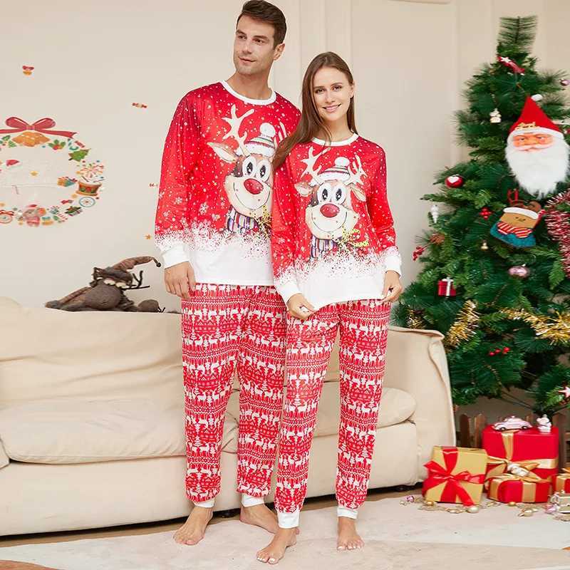 Christmas Pajama Set Family Matching Nightwear Couples Daughter Daddy Son Mother Kids Reindeer Printed Long Sleeved Xmas Clothes L25102125OP