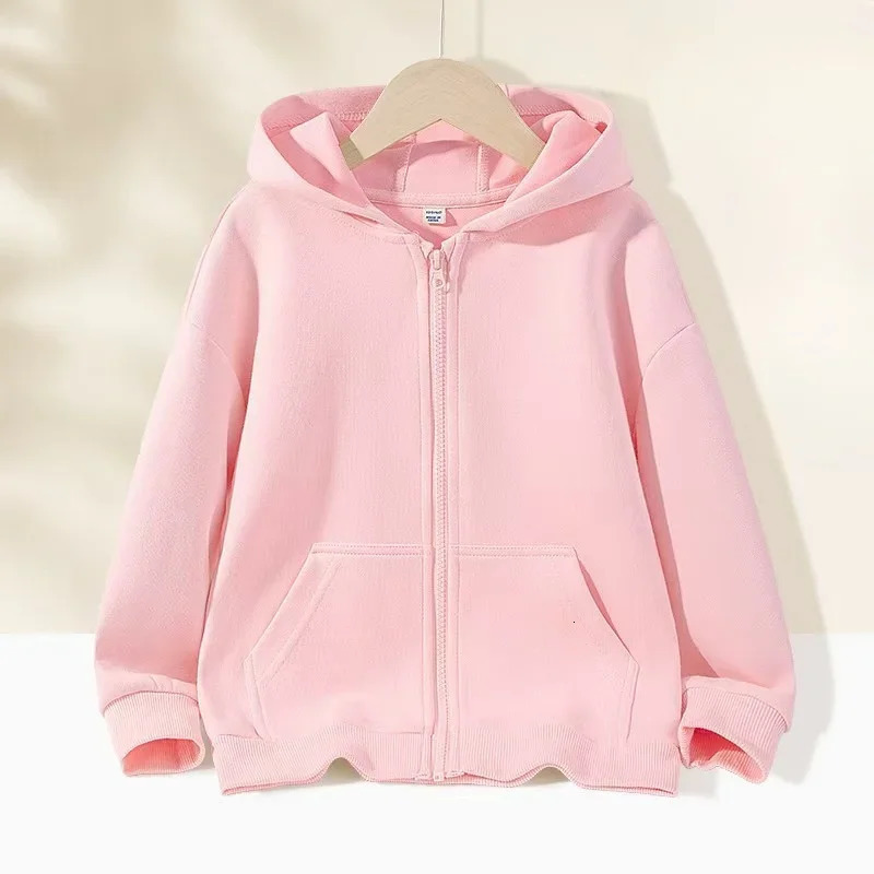 SpringFall Fashion Boys Girls Pure Pink Black Red Grey Sweet Style Comfortable Zipper Hoodie Top 251021