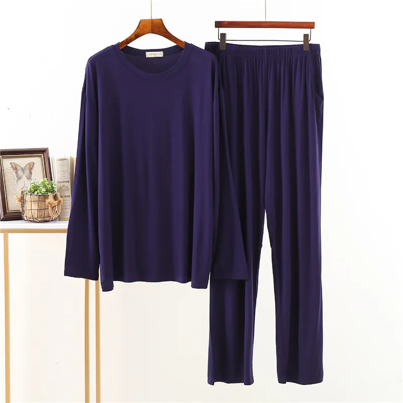 Modal Cotton Pajamas Suit Men Spring Autumn Longsleeved Youth Middleaged Loose Fit Plus Size Loungewear Thin Sleepwear Male 251021