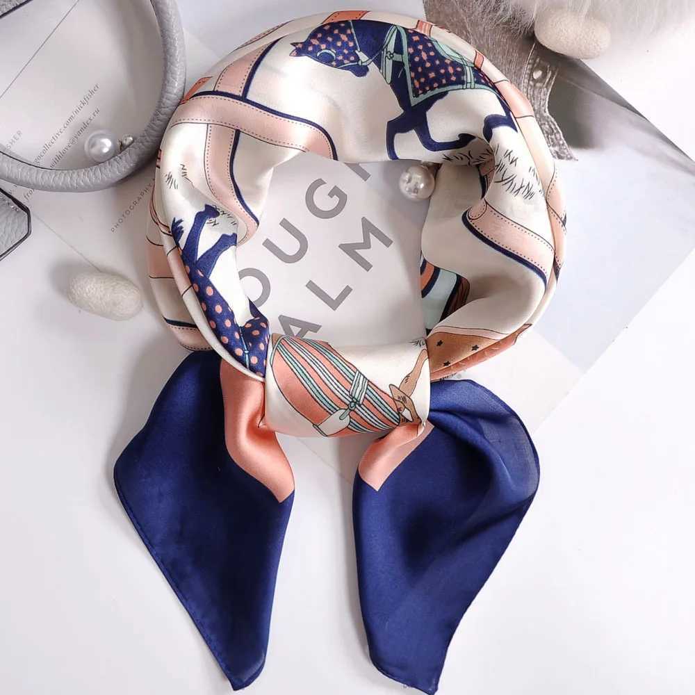 Luxury Apricot Print 7070cm Silk Square Scarf Wen Soft Satin Haiand Neckerchi Tie Fa band Foard Bag Ribbon GiftW251021