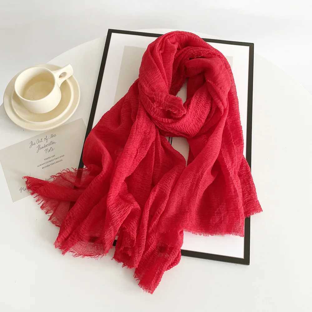 Women Cotton Linen Scarf Shawl Hijab Muslim Long Headscarf Scarves Head Wraps Solid Scarves Female Plain Head Scarf W251021